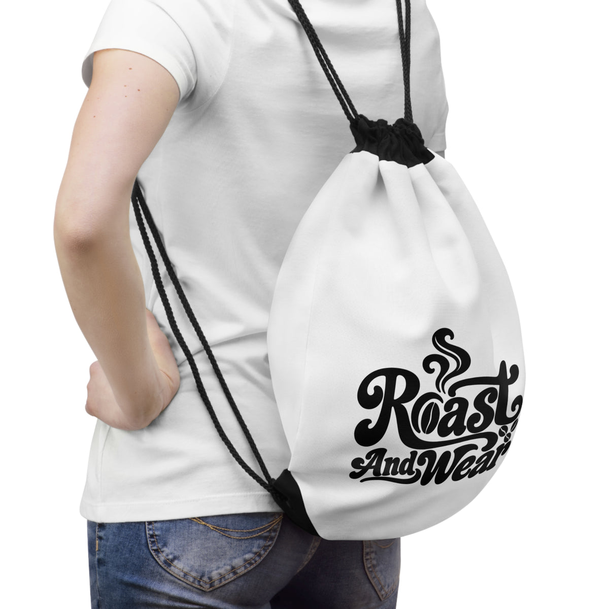 Roast And Wear Coffee Logo Drawstring Bag