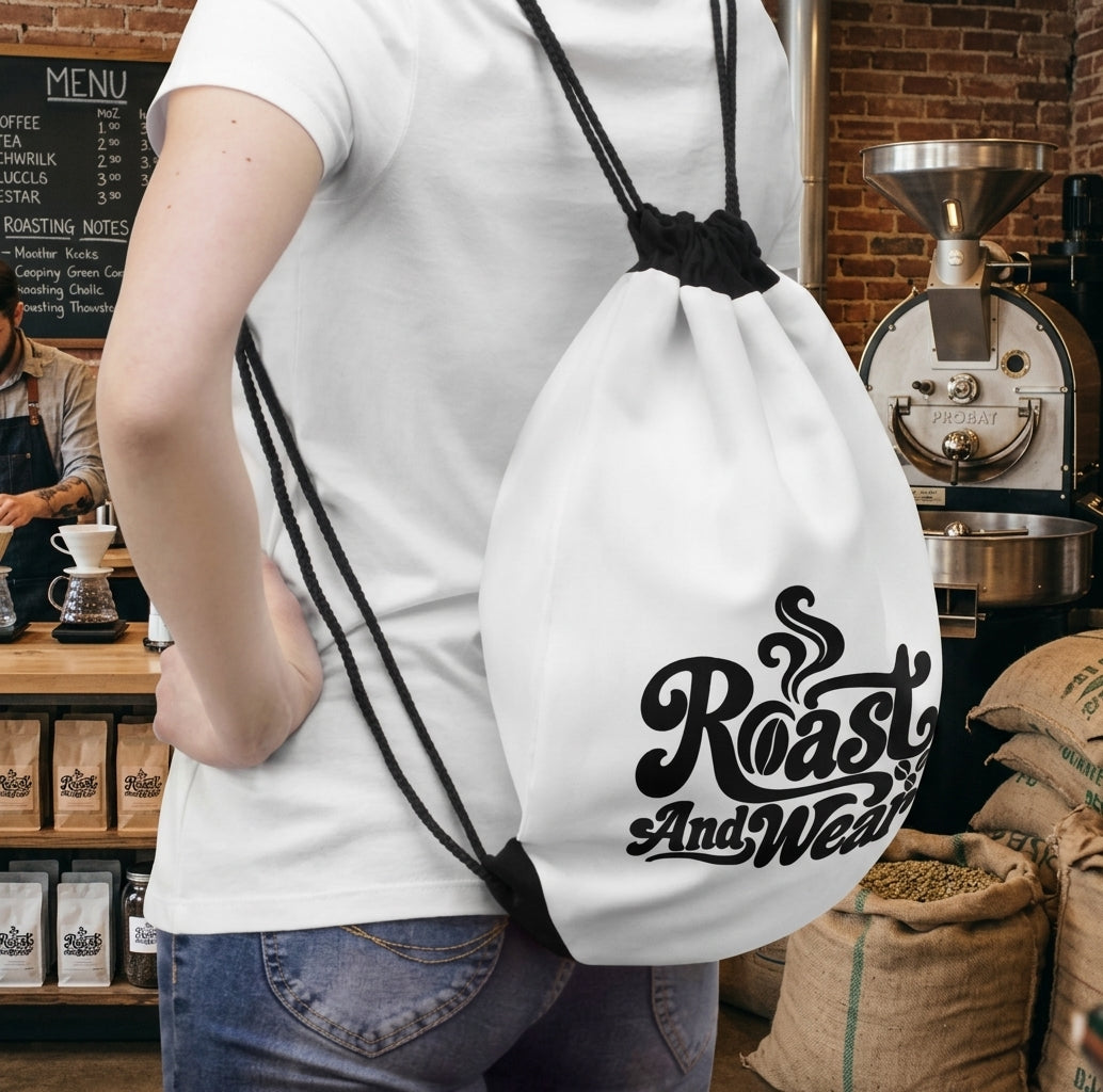 Roast And Wear Coffee Logo Drawstring Bag